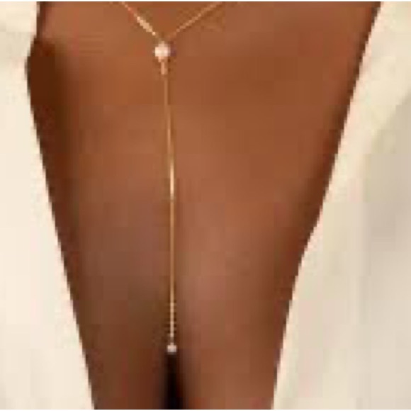 Delicate Gold Lariat Pearl Cluster Necklace - Picture 4 of 4